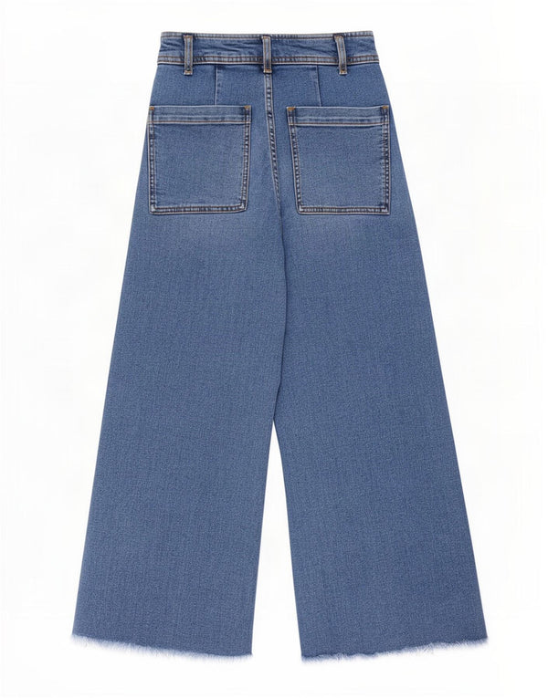 Damskie jeansy Zara The Marine Crop z szeroką nogawką EU 36 XS W26 L24 Niebieskie