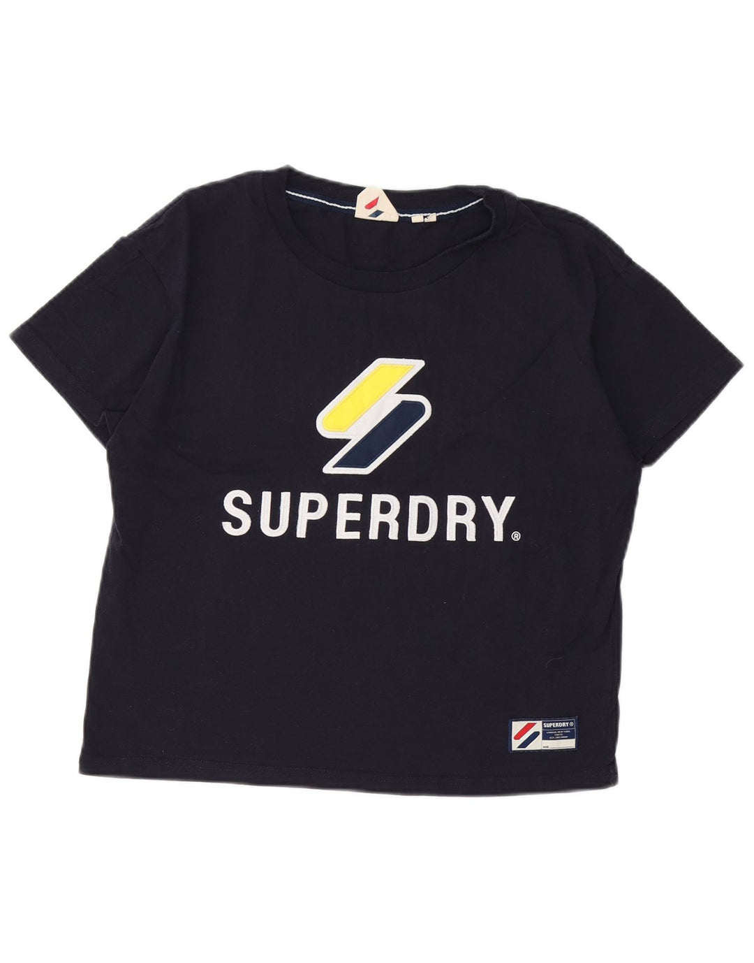 Damska koszulka z grafiką SUPERDRY Top UK 12, średnia, granatowa bawełna