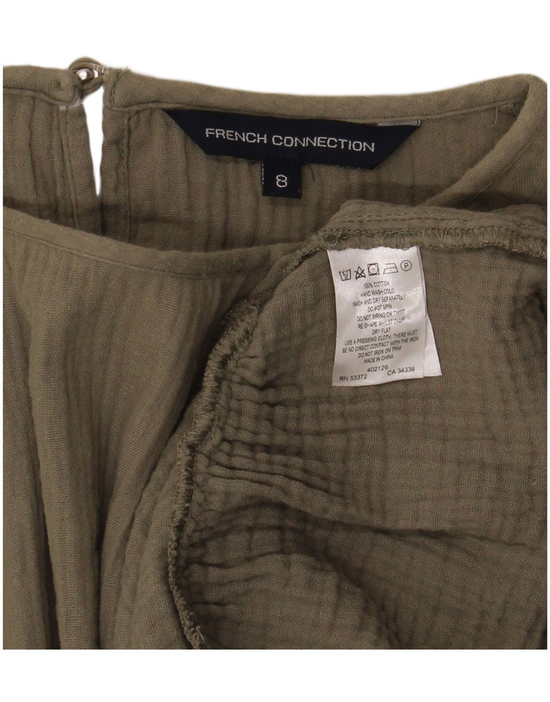 Damska bluzka oversize French Connection Top UK 8, mała, bawełniana khaki