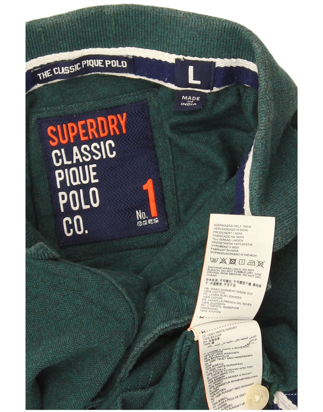 Męska koszulka polo Superdry, duża, zielona, bawełniana