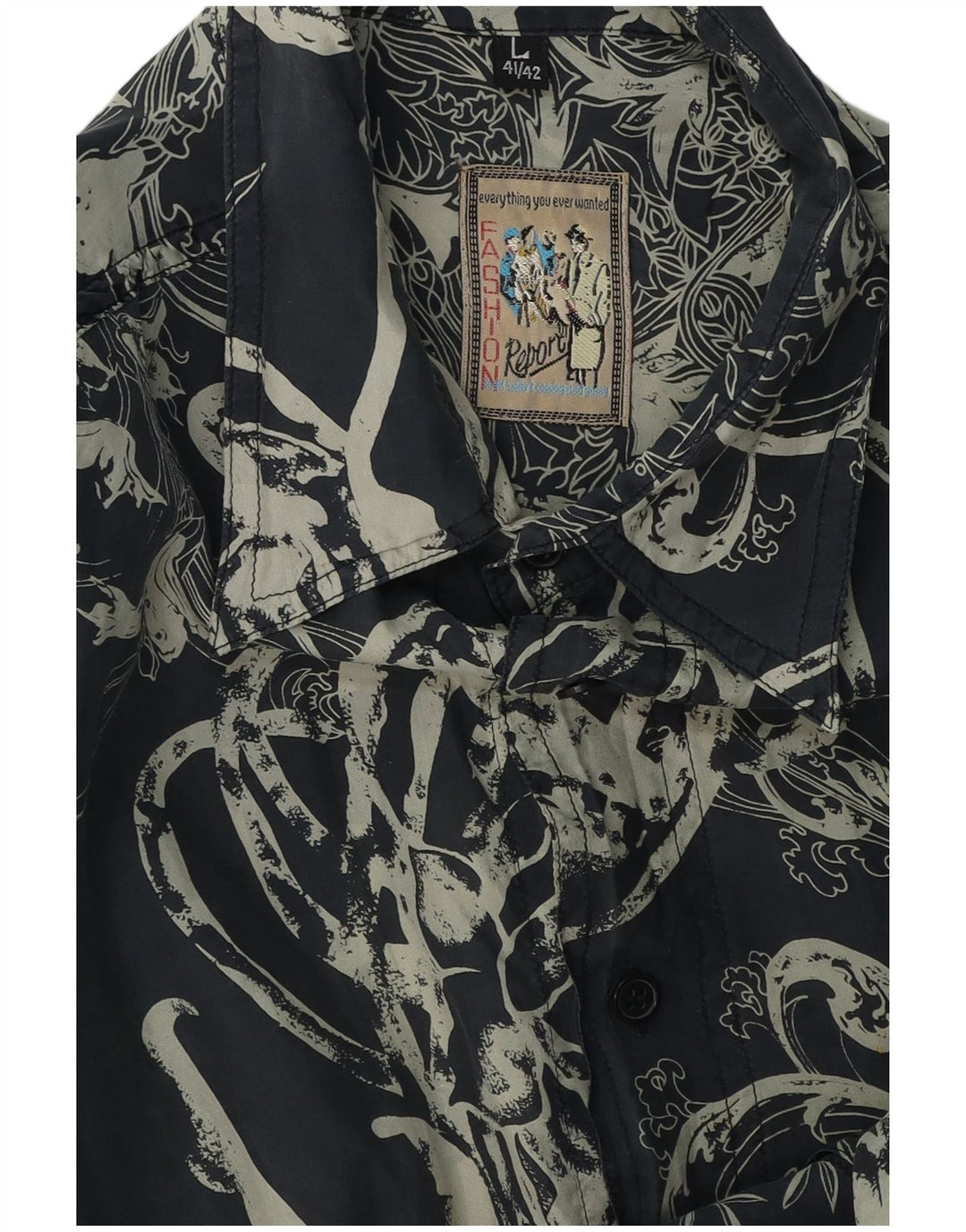 RAPORT Męska koszula z krótkim rękawem, rozmiar 41/42, duża granatowa paisley