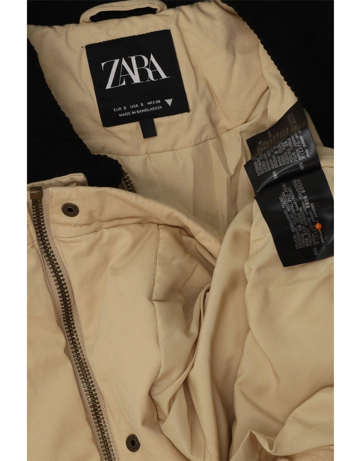 Damska kurtka oversize ZARA UK 10 w małych beżowych blokach kolorów