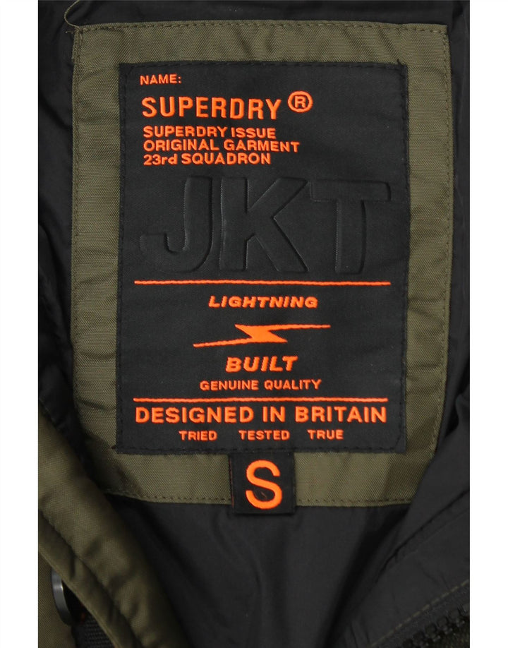 SUPERDRY Męska ocieplana kurtka z kapturem UK 36, mały nylon w kolorze khaki