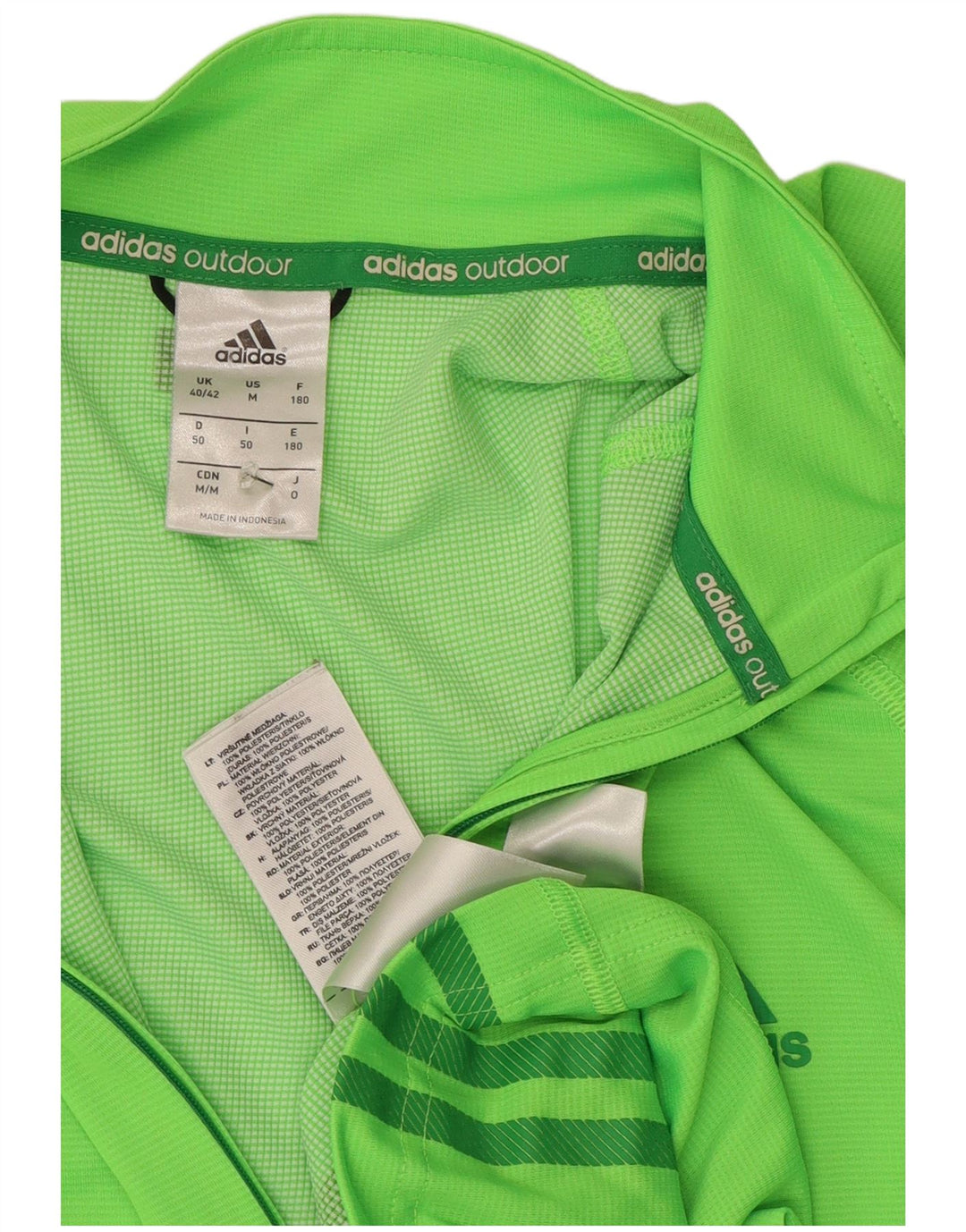 Adidas Męski dres z zamkiem błyskawicznym Top UK 40/42 Średni zielony poliester