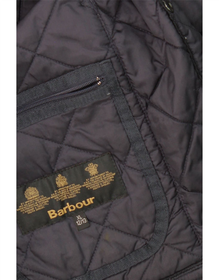 BARBOUR Boys Quilted Jacket 12-13 Years XL Navy Blue Polyamide Vintage Barbour and Second-Hand Barbour from Messina Hembry 