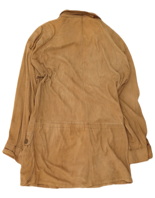 Zamszowy płaszcz damski w stylu vintage UK 8 Small Beige