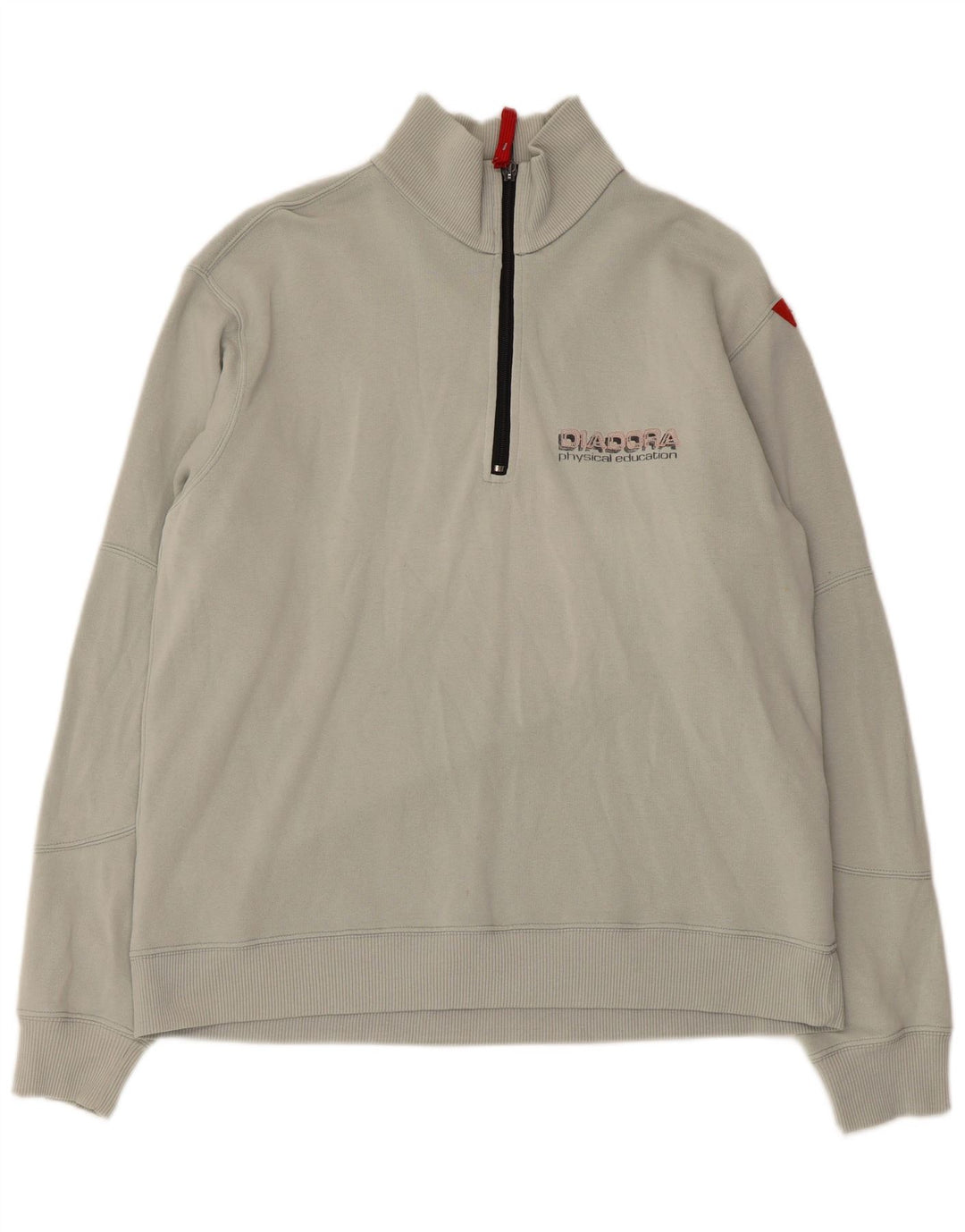 Męski sweter DIADORA z grafiką i zamkiem błyskawicznym, duży, szary, bawełniany