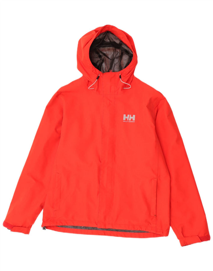 Męska kurtka przeciwdeszczowa z kapturem Helly Hansen UK 40, duża, czerwona, poliestrowa
