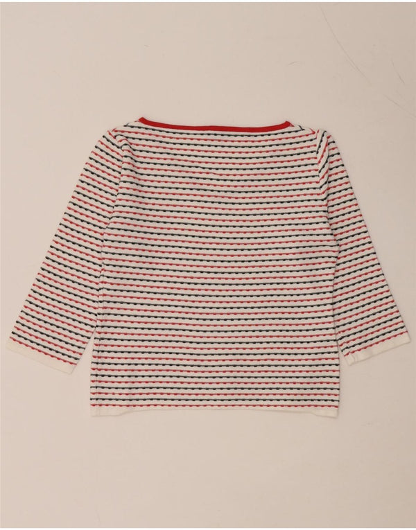 MAX & CO. Damski krótki top z rękawem 3/4, UK 14, duża, wiskoza w białe paski