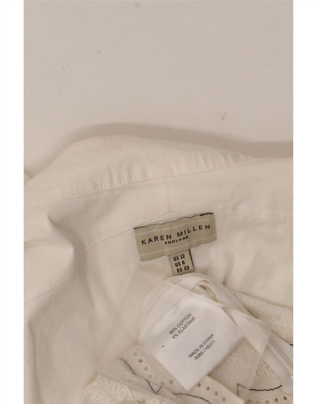 Bluzka damska Karen Millen Top UK 12 Średnia biała bawełna Paisley