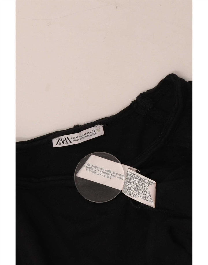 Damski top oversize Zara z długim rękawem, UK 14, średni czarny, bawełniany