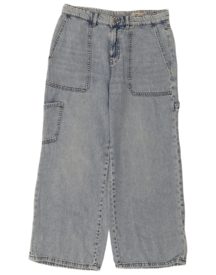 Marks & Spencer Damskie jeansy cargo z szeroką nogawką UK 12 Medium W32 L28 Niebieskie
