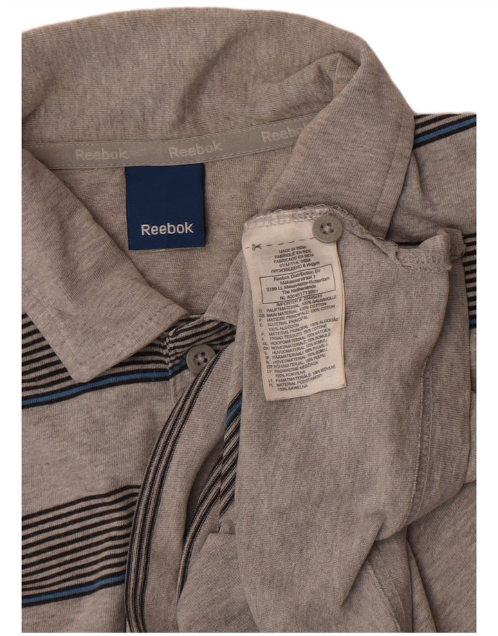 Męska koszulka polo Reebok, bawełniana w średnie szare paski
