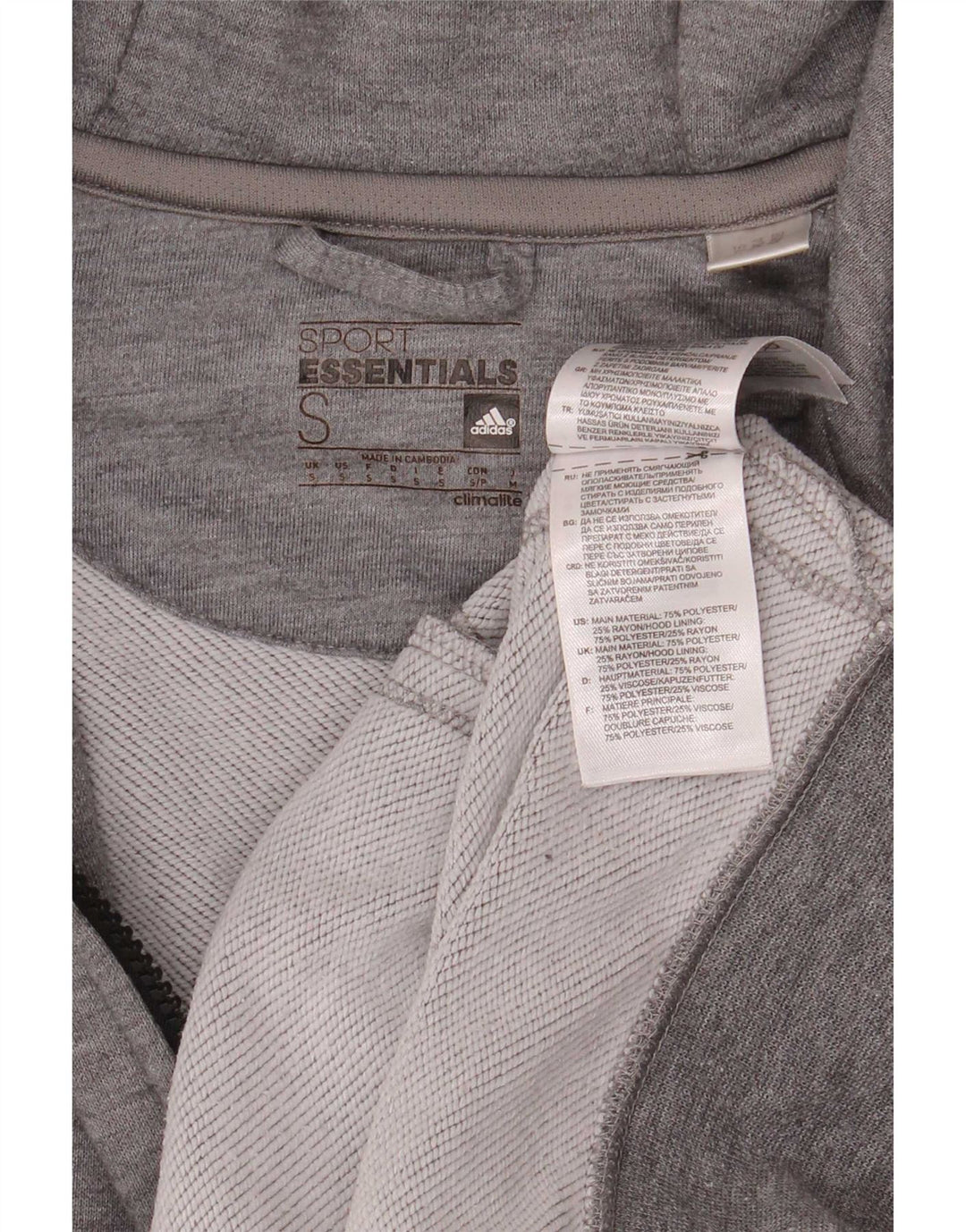 Adidas Męski sweter z kapturem Climalite Zip, mały, szary, nakrapiany poliester