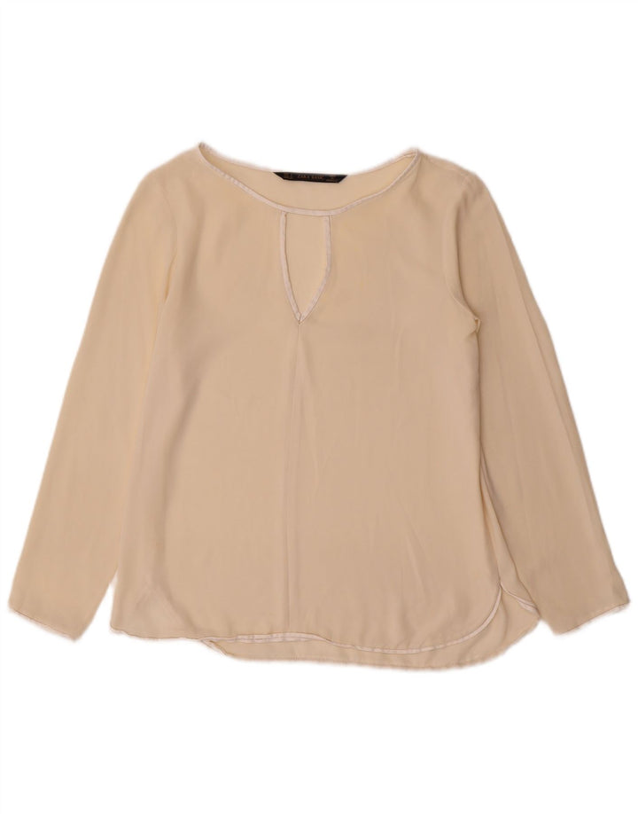 Damska bluzka z długim rękawem Zara Top UK 10 Small Beige
