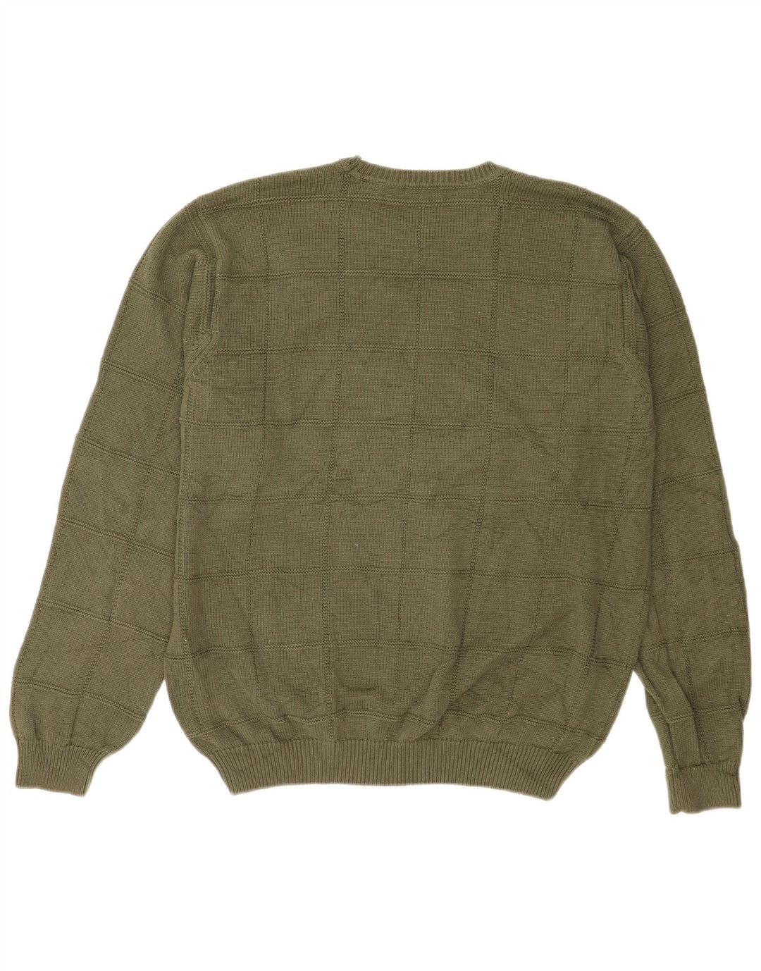 Izod Męski sweter z okrągłym dekoltem, duży, bawełniany khaki w kratkę