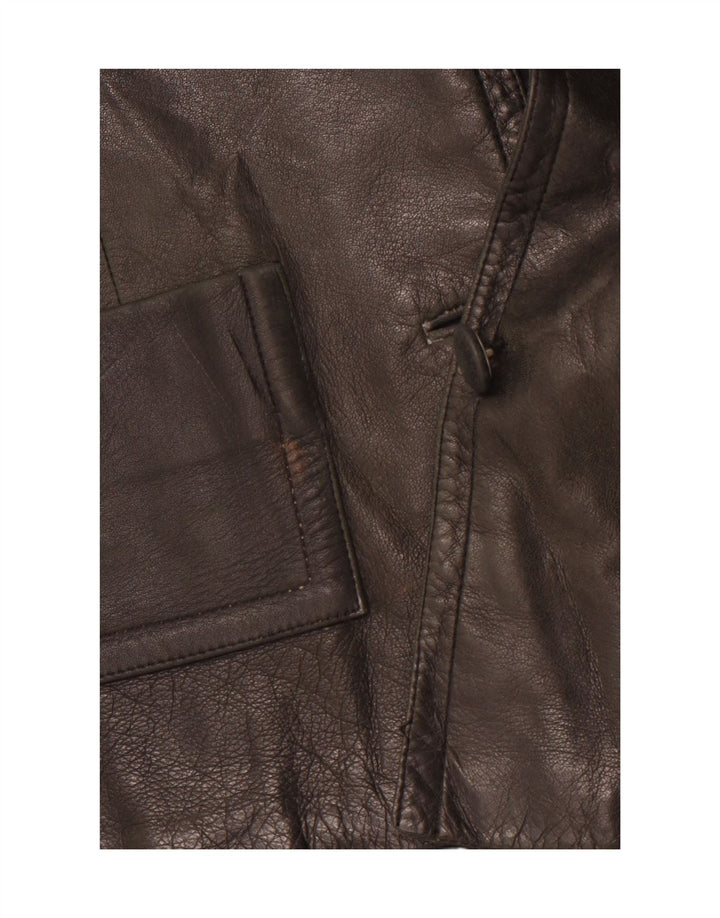 VINTAGE Womens 3/4 Sleeve Leather Jacket UK 14 Medium Black