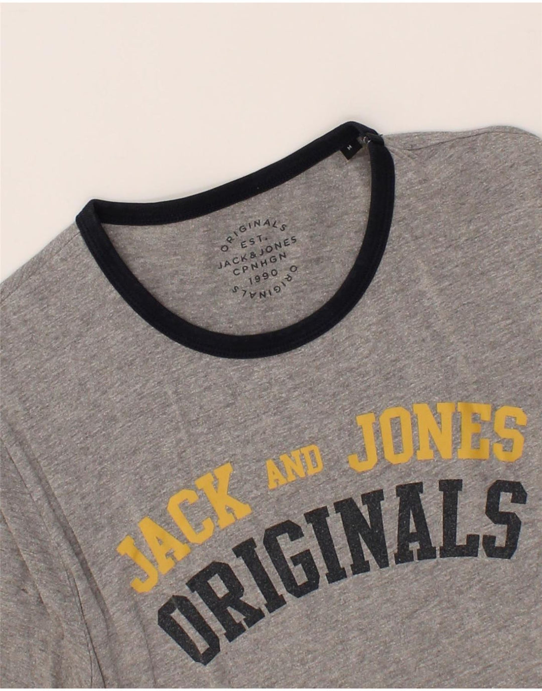 JACK & JONES Mens Graphic T-Shirt Top Medium Grey Cotton Vintage Jack & Jones and Second-Hand Jack & Jones from Messina Hembry 