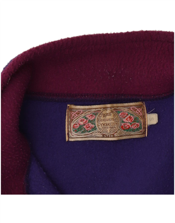 Vintage męski polarowy sweter zapinany na guziki, mały, wielobarwny blok kolorów