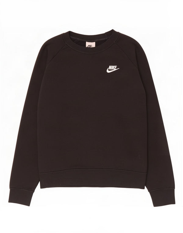 Nike Womens Sweatshirt Jumper UK 14 Medium Black Cotton