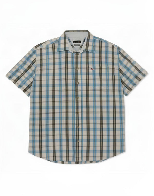 Męska koszula z krótkim rękawem Paul Smith, rozmiar 43/44 XL, niebieska kratka