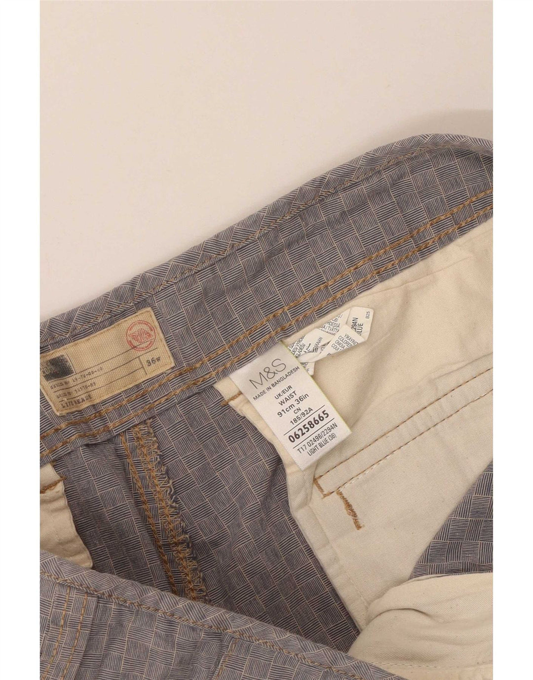 Marks & Spencer Męskie szorty cargo, duże, bawełniane, W36, w niebieską kratkę