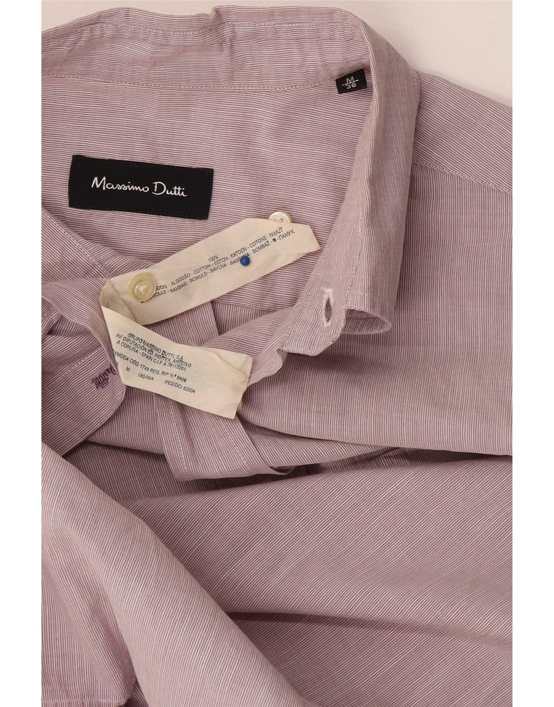Męska koszula z krótkim rękawem Massimo Dutti, bawełniana w średnie różowe prążki