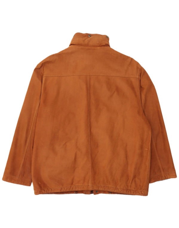 Vintage męska kurtka skórzana z kapturem UK 42 XL brązowa skóra