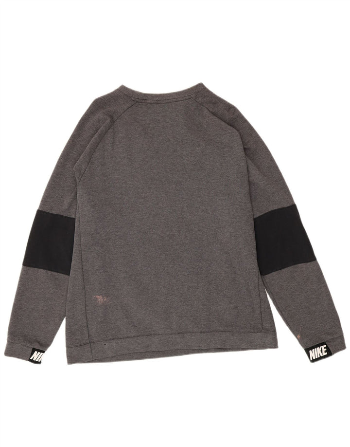 Męski sweter z grafiką Nike, duży, szary, z blokami kolorów