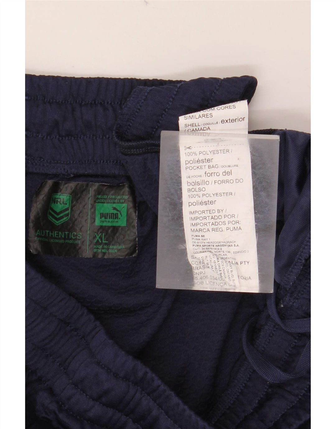 Męskie spodnie dresowe PUMA Warriors XL, granatowy, poliester z blokami kolorów