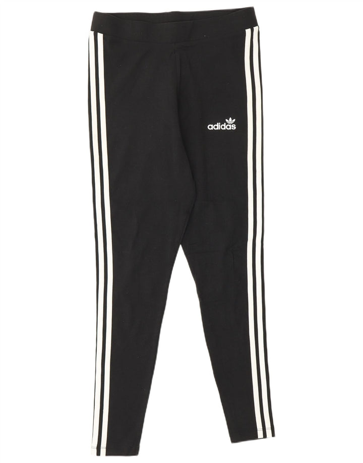 Legginsy damskie Adidas UK 14, średnie, czarne, bawełniane w paski