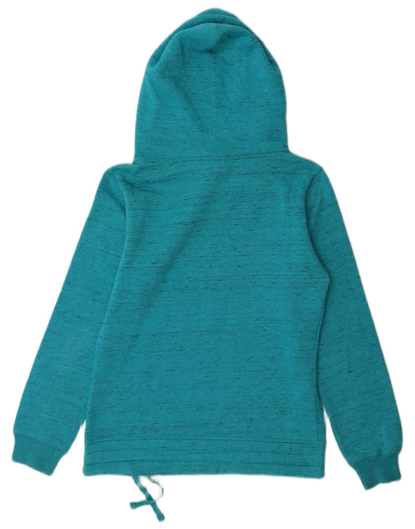 Champion Womens Graphic Hoodie Jumper UK 10 Small Blue Flecked Cotton