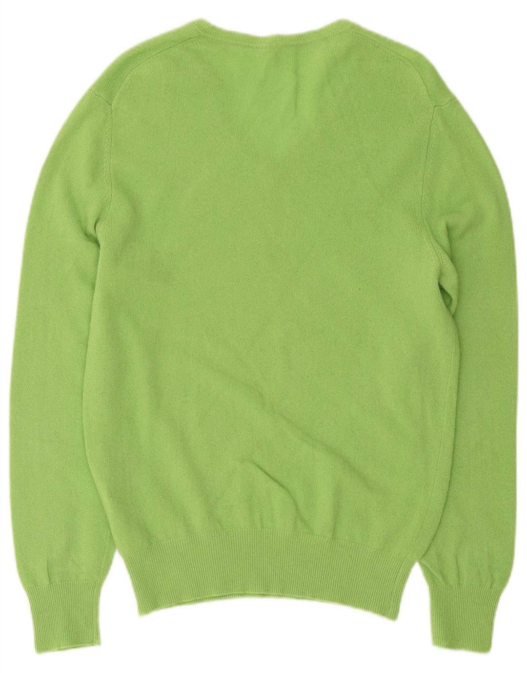 Sweter damski Benetton z dekoltem w kształcie litery V, UK 14, średnia zielona wełna