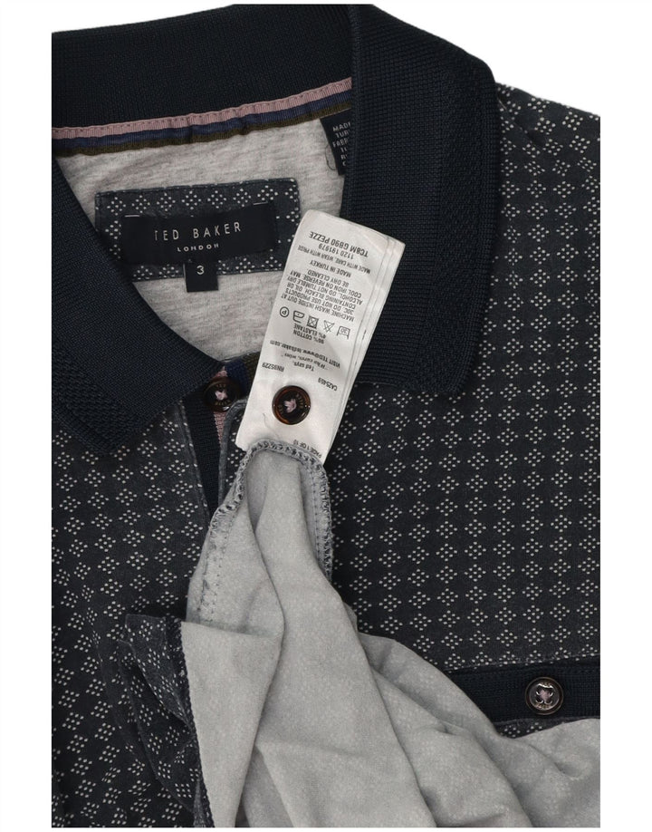 Męska koszulka polo Ted Baker, rozmiar 3, średni granatowy wzór geometryczny