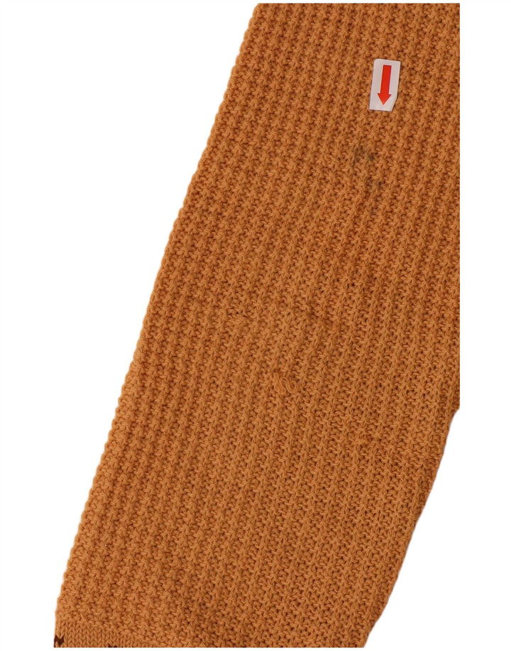 Sweter damski VINTAGE z dekoltem w kształcie litery V, UK 10, mały, brązowy, geometryczny