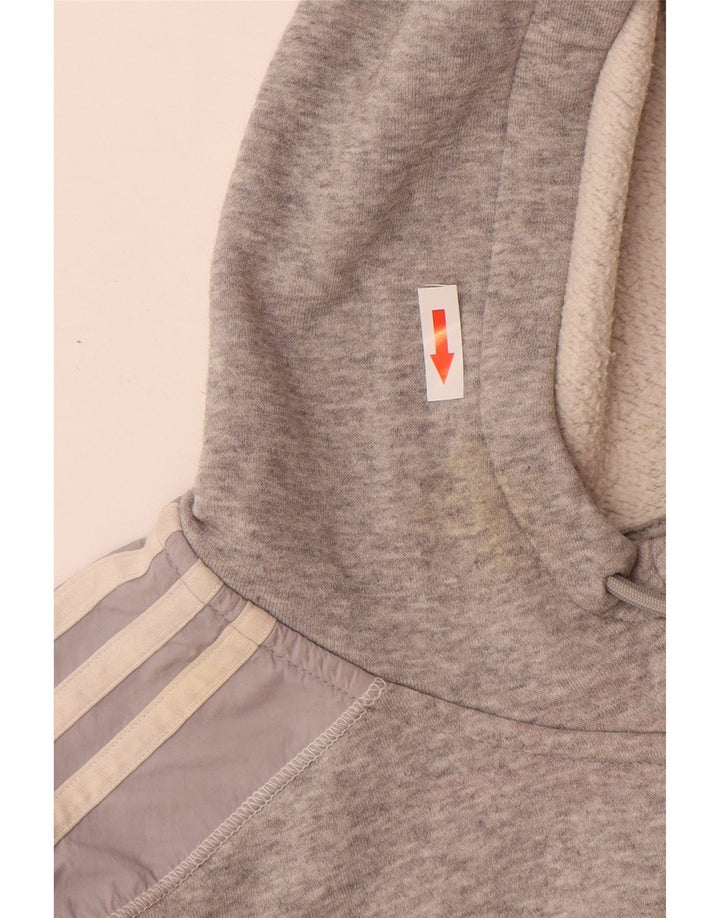 Adidas Męski sweter z kapturem i zamkiem błyskawicznym, duży, szary, bawełniany
