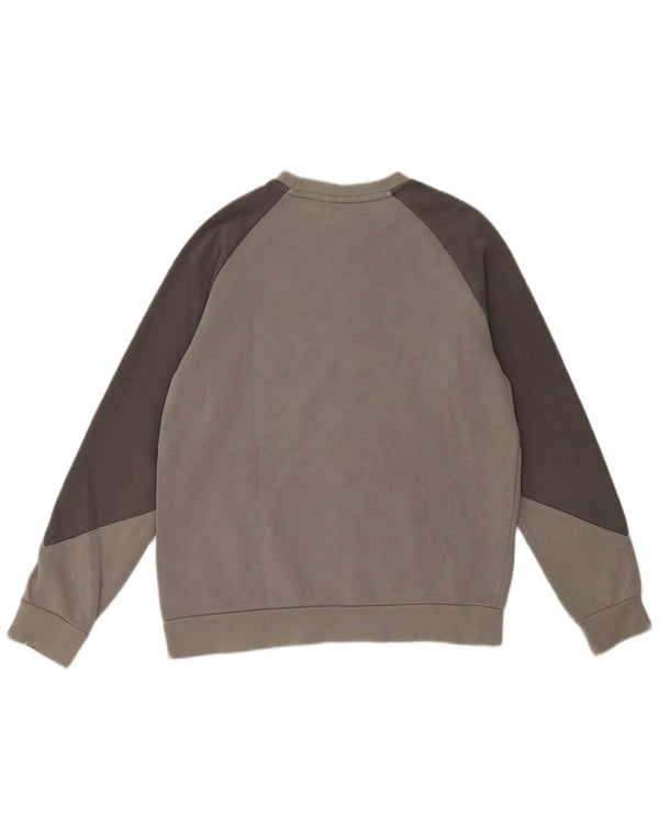 Bluza chłopięca ADIDAS z grafiką, 13-14 lat, szara, bawełniana z blokami kolorów