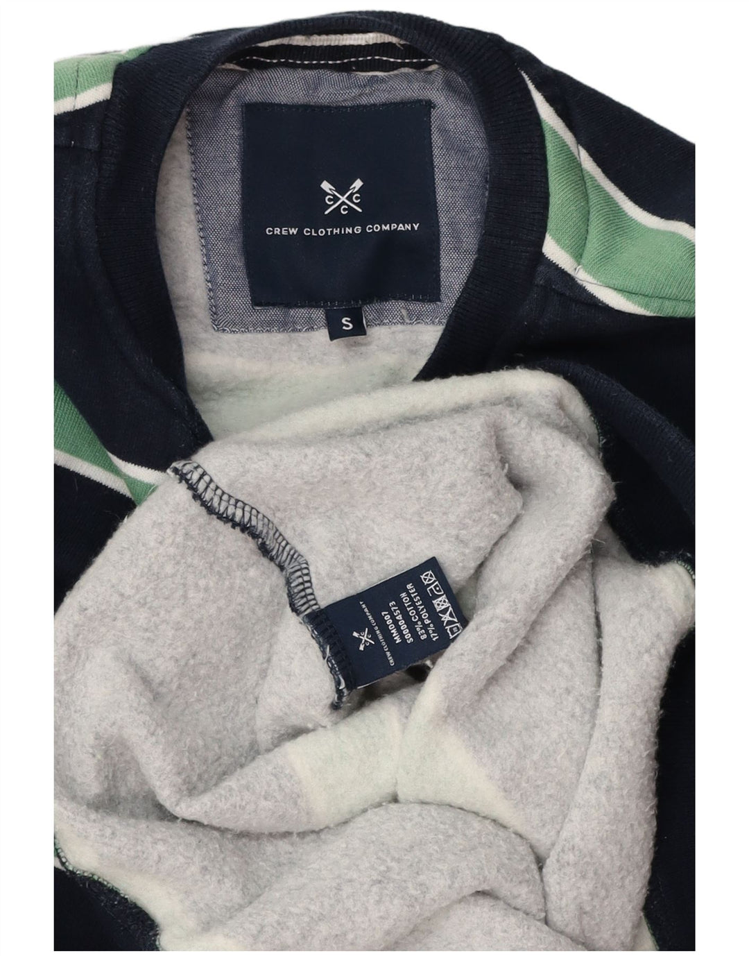 Crew Clothing Męska bluza z kapturem, mała, bawełniana w granatowe paski