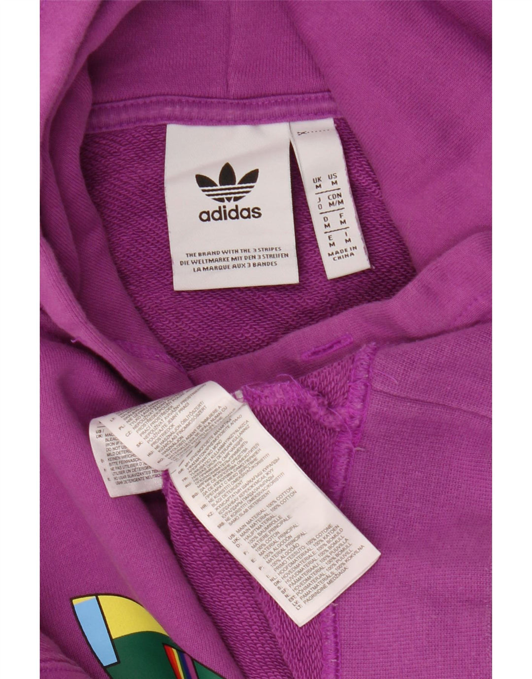 Męska bluza z kapturem Adidas Oversized Graphic, średnia fioletowa bawełna