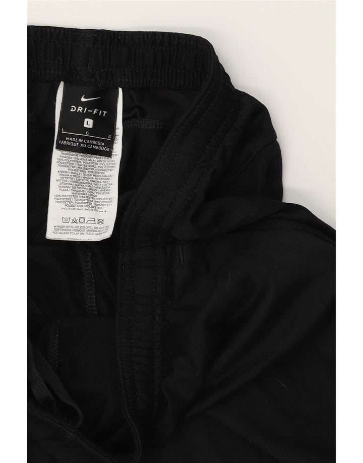 Męskie spodnie dresowe Nike Dri Fit, duży czarny poliester z blokami kolorów