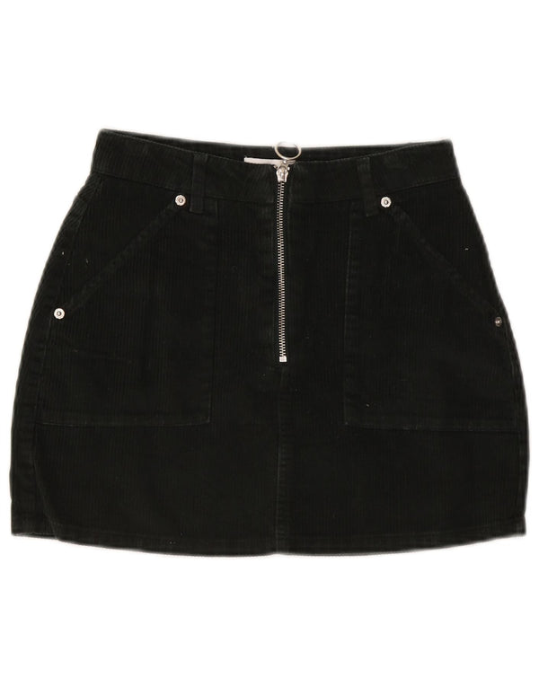 Topshop Damska Petite Mini sztruksowa spódnica UK 6 XS W24 Czarna bawełna