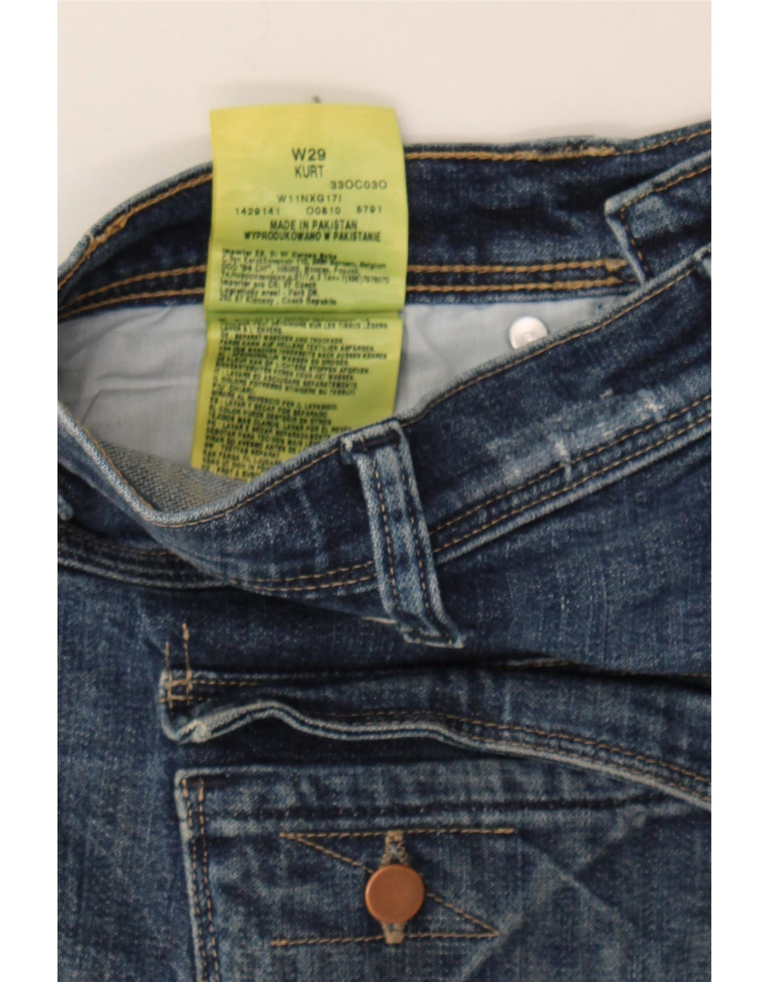 WRANGLER Mens Kurt Camo Denim Shorts W29 Small  Blue Cotton Vintage Wrangler and Second-Hand Wrangler from Messina Hembry 