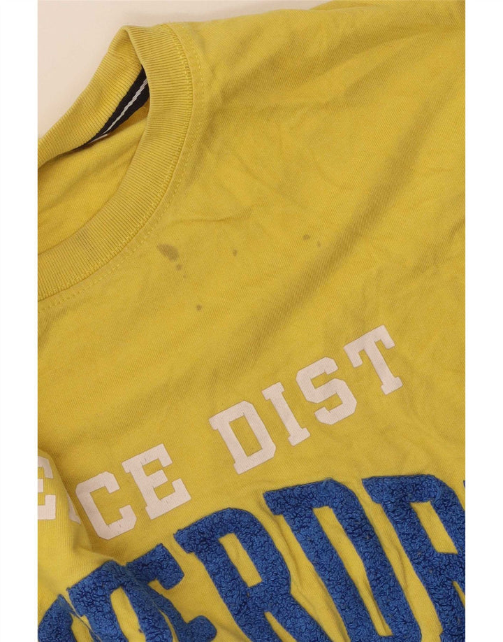 Męski T-shirt z grafiką Superdry, średni żółty bawełniany