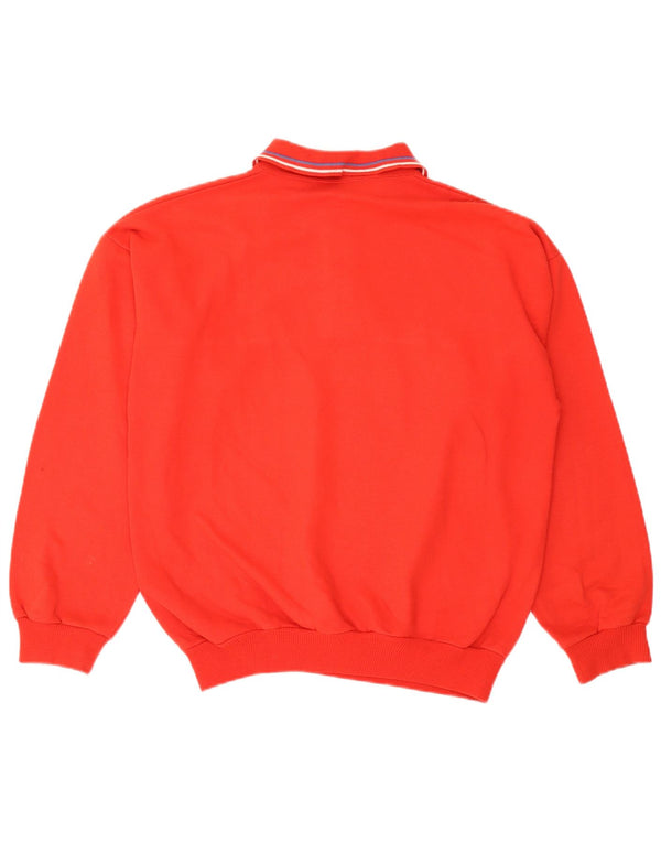 Vintage męska bluza polo z dekoltem w serek, duża, bawełniana w czerwone paski