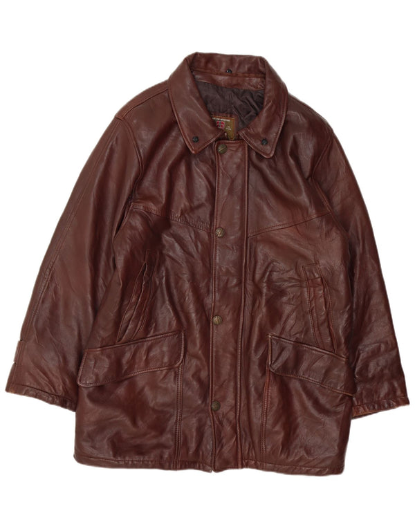 MAESTRO ARTIEIANO Męska kurtka skórzana UK 44 2XL Brązowa skóra