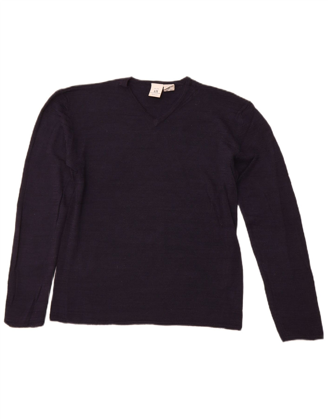 ARMANI EXCHANGE Damski sweter z dekoltem w kształcie litery V, UK 12, średni granatowy