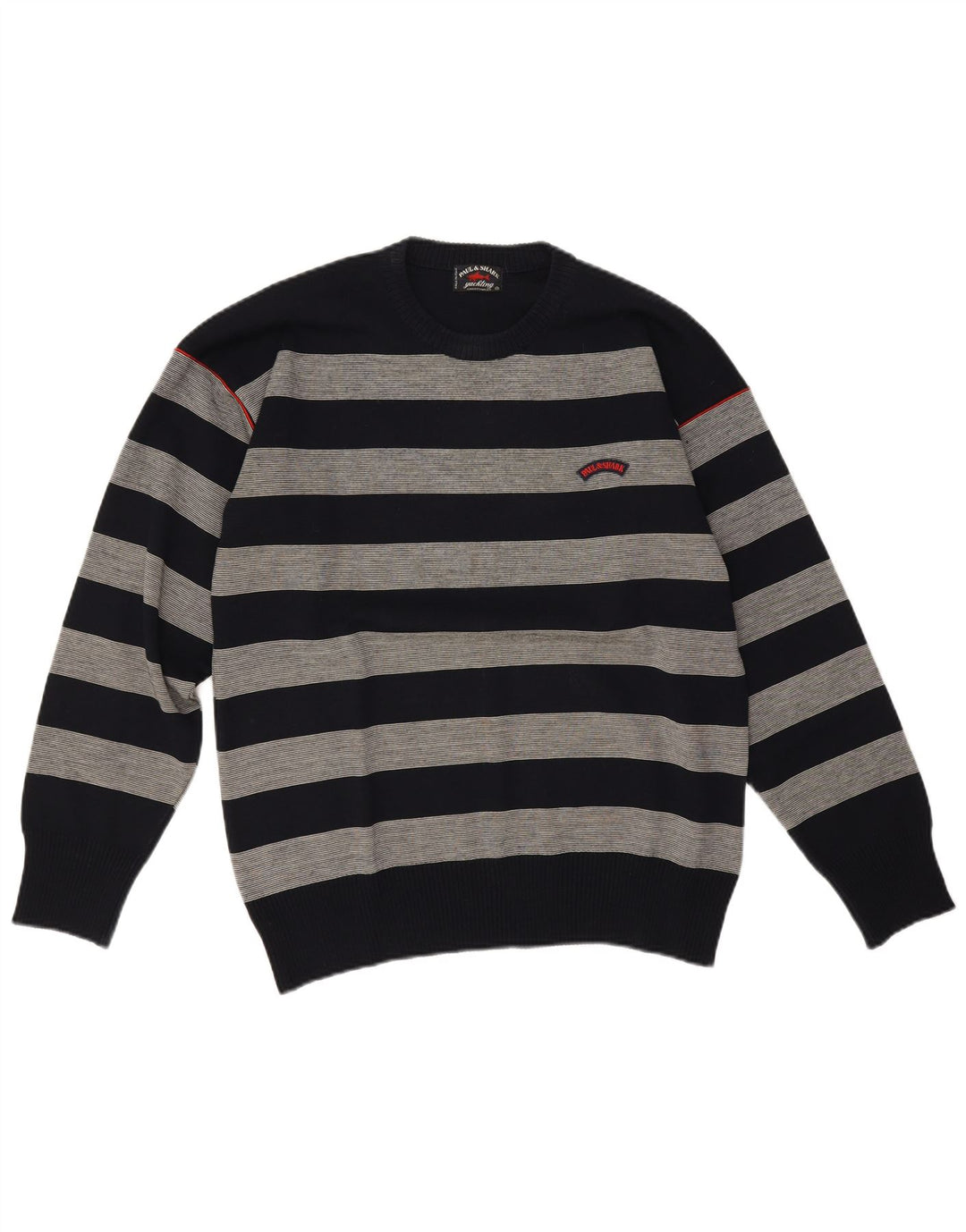 Męski sweter Paul & Shark z okrągłym dekoltem i średnim granatem w paski