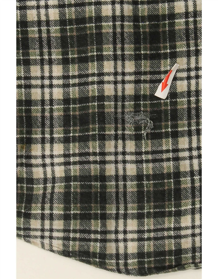 Męska koszula flanelowa w stylu vintage, duża, bawełniana w zieloną kratkę