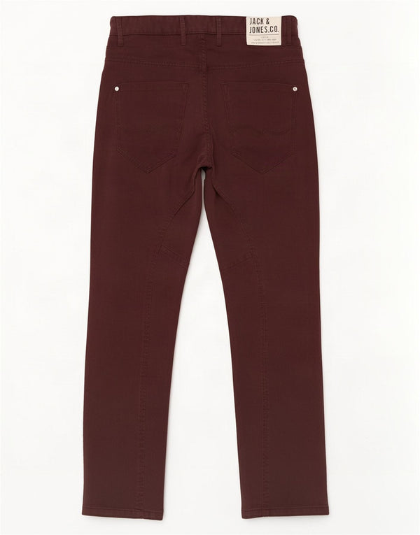 Męskie spodnie typu casual Jack & Jones Anti Fit W34 L34 Burgundowa bawełna