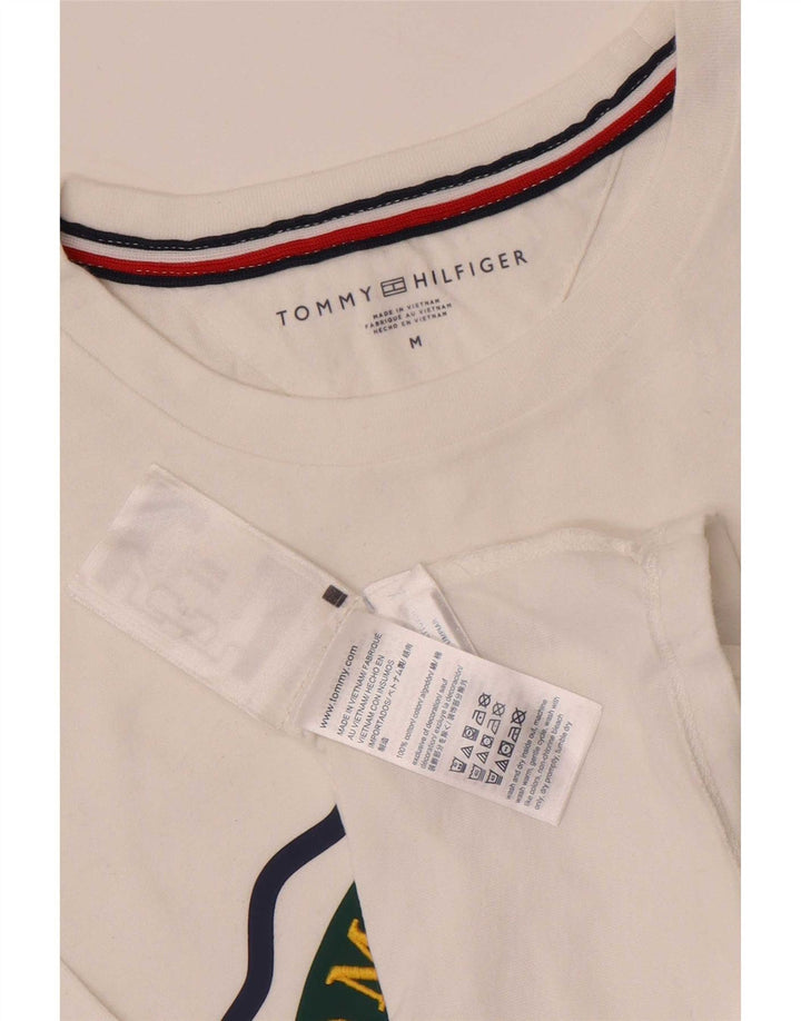 Męska koszulka z grafiką Tommy Hilfiger, średnia, biała bawełna